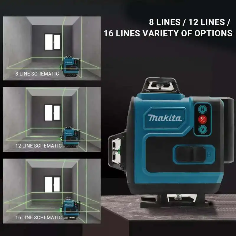 Industrial Laser Alignment Tool - Аккумулятор Makita 18В, 16-линейный 4D зеленый