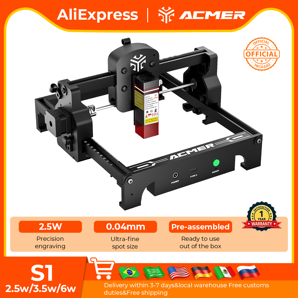 Industrial Laser Engraving Machine - ACMER S1 Мини-станок для лазерной гравировки