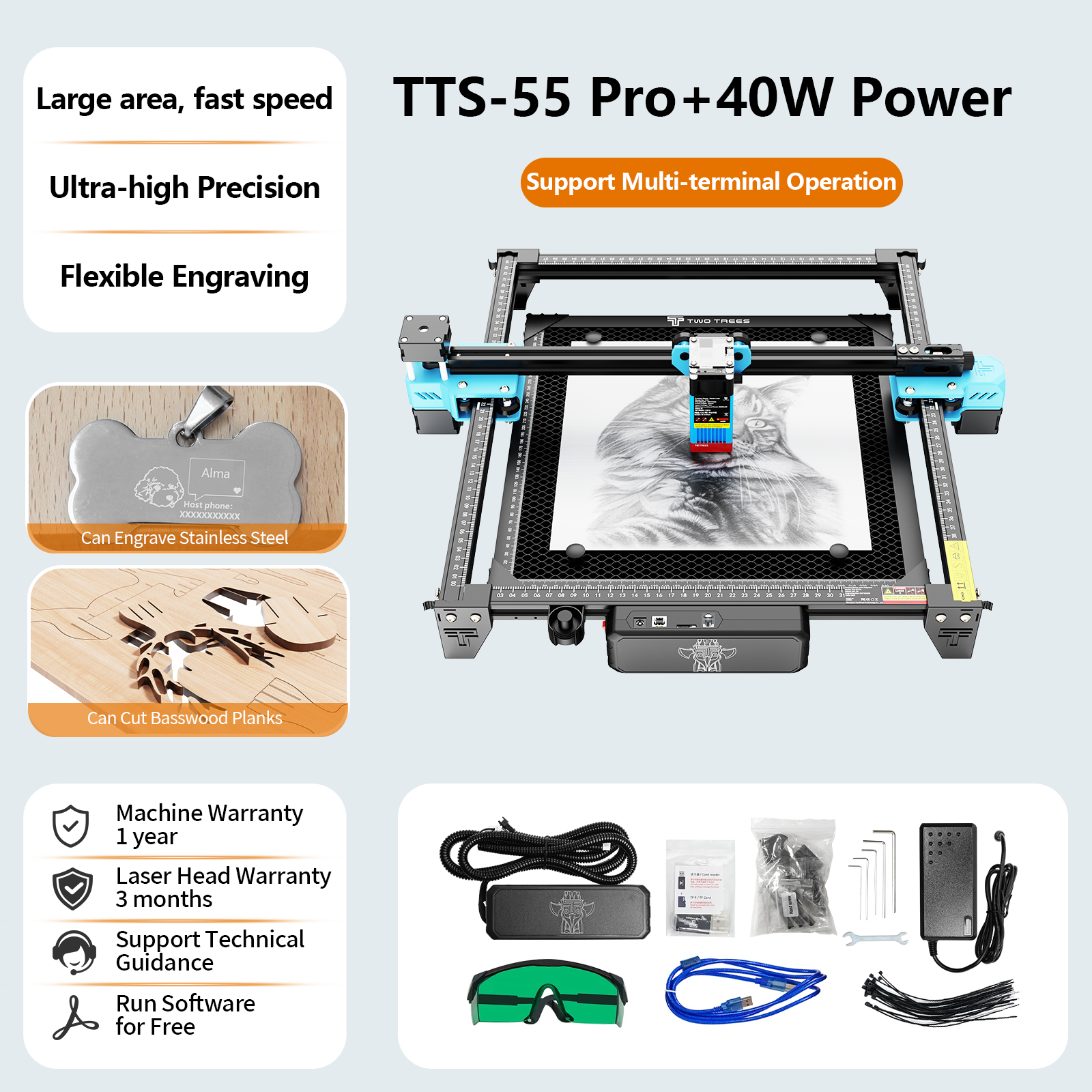 Лазерный гравер TwoTrees TTS-5 – обзор и цена Industrial Laser Engraving Machine