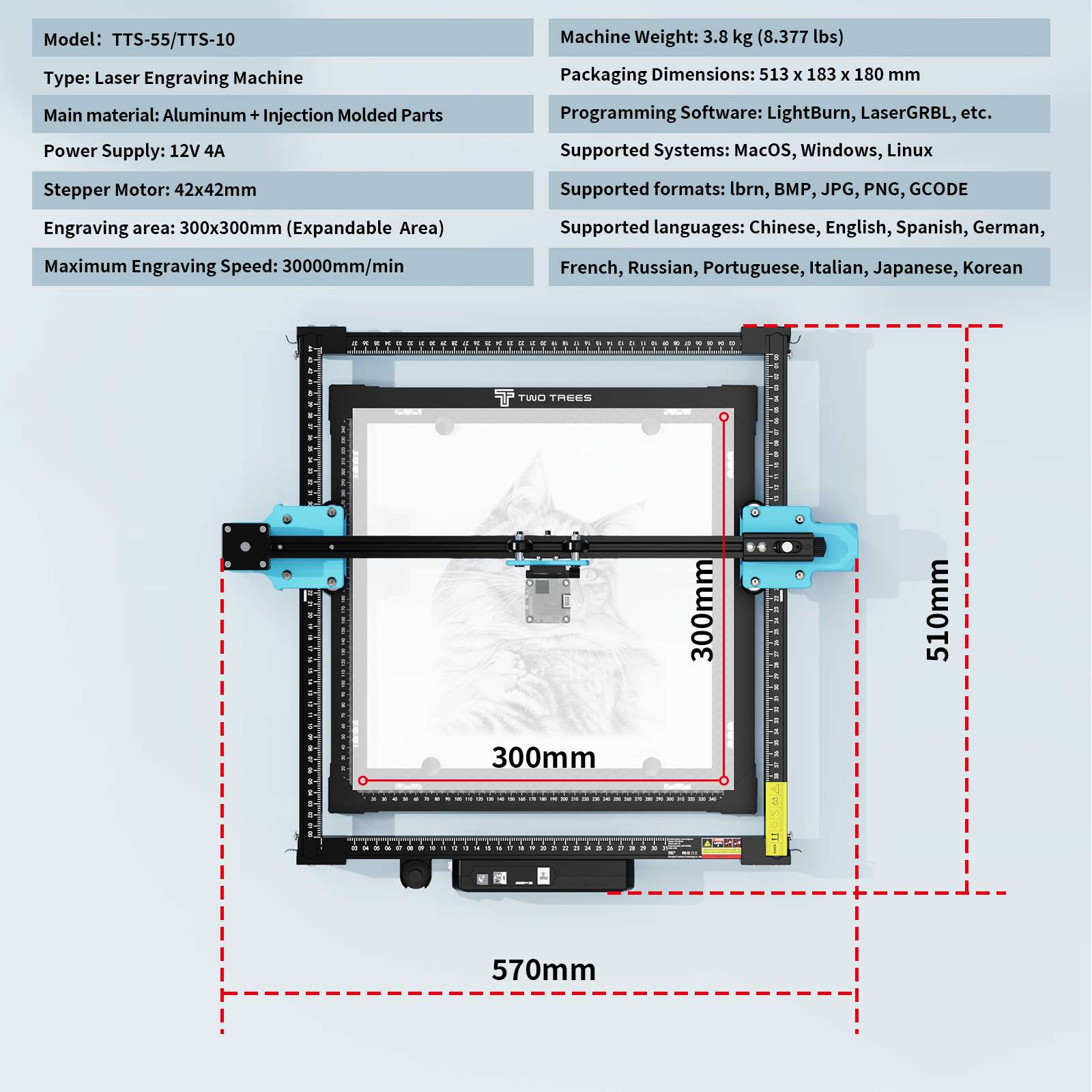 Лазерный гравер TwoTrees TTS-5 – обзор и цена Industrial Laser Engraving Machine
