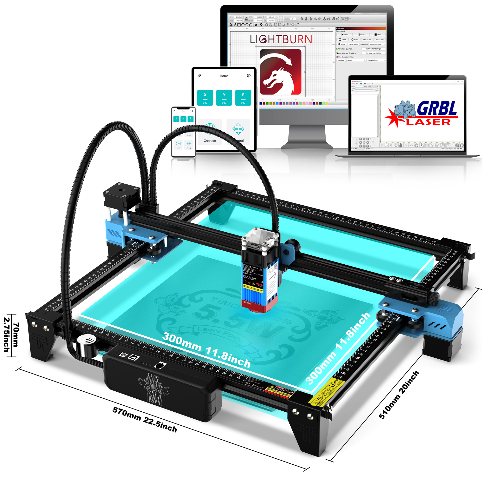 Лазерный гравер TwoTrees TTS-5 – обзор и цена Industrial Laser Engraving Machine